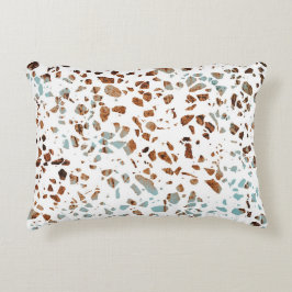 Cojín Decorativo Resumen Terrazzo Mosaic Rust Brown & Blue Pattern