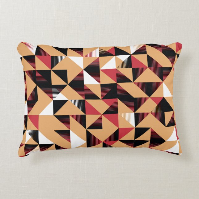Cojín Decorativo Resumen Triángulo, Belleza Retro Elegante. (Anverso)