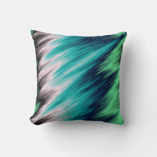 Cojín Decorativo Resumen verde azul en blanco y negro