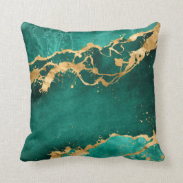 Cojín Decorativo Resumen verde esmeralda y oro