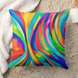 Cojín Decorativo Resumen vibrante Arte de color de rotación