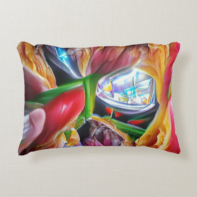 Cojín Decorativo Resumen vibrante Reflexiones tulipanas (Anverso)