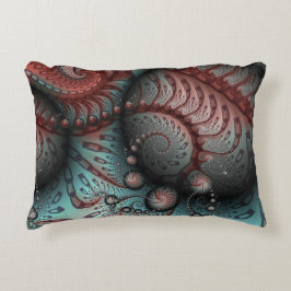 Cojín Decorativo Resumen Vivid Fantasy Fractal Art Brown Blue