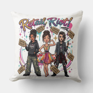 Cojín Decorativo Retail Riot – Trío de moda urbana, glamurosa y gru