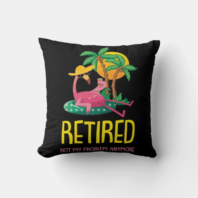 Cojín Decorativo Retired Not My Problem Anymore Grandma Flamingo (Anverso)
