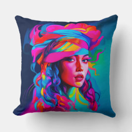 Cojín Decorativo Retrato abstracto vibrante