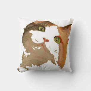 Cojín Decorativo Retrato artístico de gato de Calico teñido de colo