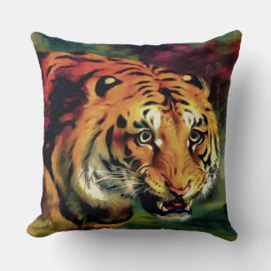Cojín Decorativo Retrato artístico del tigre parpadeante