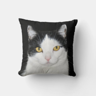 Cojín Decorativo Retrato blanco y negro del gato