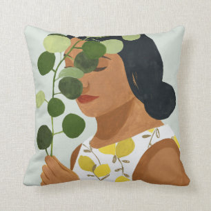 Cojín Decorativo Retrato botánico - Mujer con vegetación