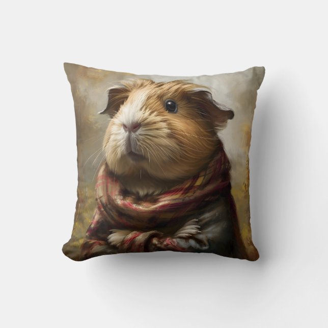 Cojín Decorativo Retrato Clásico De Un Cerdo De Guinea (Anverso)