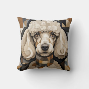 Cojín Decorativo Retrato Cubist Poodle con Geométrico Resumen