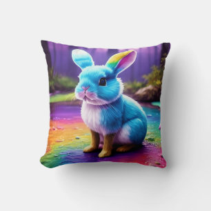 Cojín Decorativo Retrato de adorable conejito azul sentado