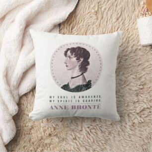 Cojín Decorativo Retrato de Anne Bronte y cita mi alma despertada