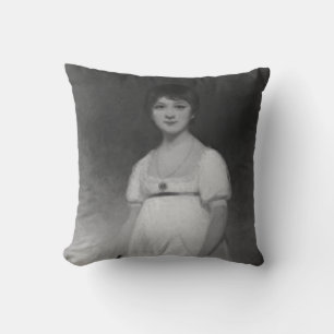 Cojín Decorativo Retrato de arte blanco y negro de Jane Austen