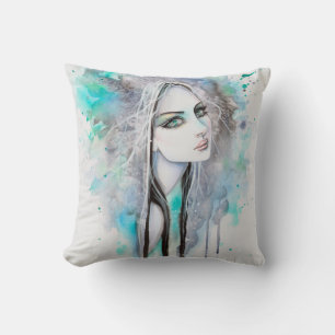 Cojín Decorativo Retrato de arte fantástico abstracto de fantasma d