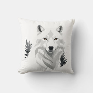 Cojín Decorativo Retrato de arte gráfico del vector del lobo Espíri