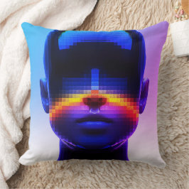 Cojín Decorativo Retrato de Arte Pixel Futurista – Abstracto Digita