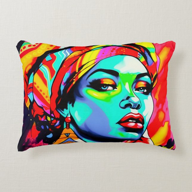 Cojín Decorativo Retrato de arte pop (Anverso)