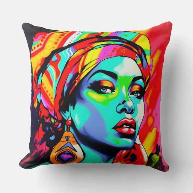 Cojín Decorativo Retrato de arte pop (Anverso)