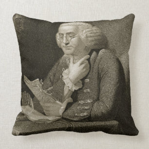 Cojín Decorativo Retrato de Benjamin Franklin, grabado por Thomas