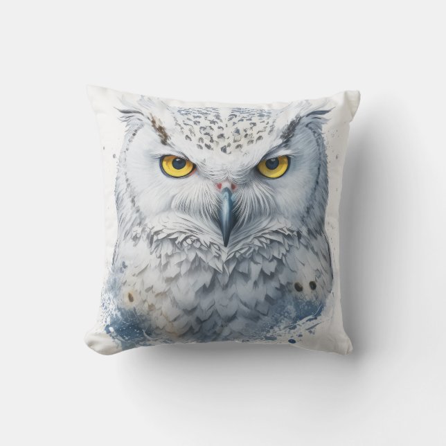 Cojín Decorativo Retrato de búho pintura animal vida silvestre al a (Anverso)