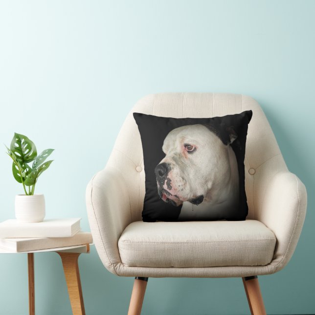 Cojín Decorativo Retrato de Bulldog americano (Silla)
