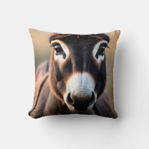 Cojín Decorativo Retrato de cerca de burro curioso