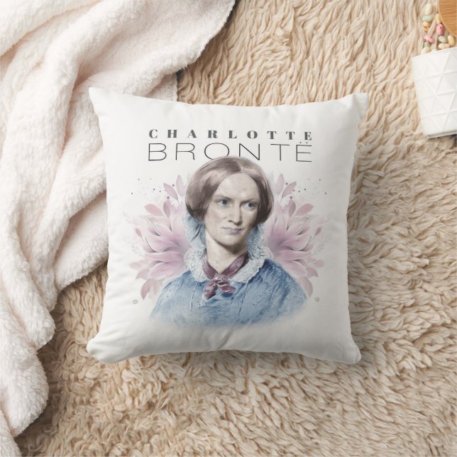Cojín Decorativo Retrato de Charlotte Bronte de Richmond con flores (Manta)