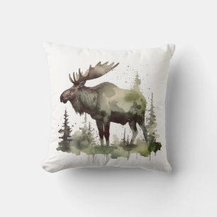 Cojín Decorativo Retrato de fauna silvestre de alce musgoso