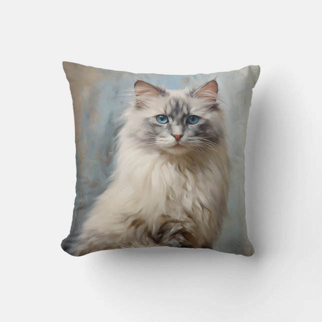 Cojín Decorativo Retrato de gato de Ragdoll (Anverso)