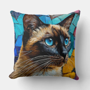 Cojín Decorativo Retrato de gato siamés