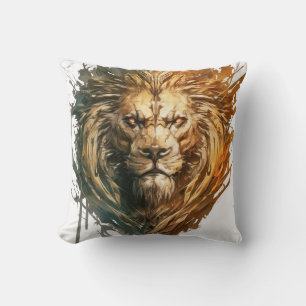 Cojín Decorativo Retrato de leones pintura animal vida silvestre al