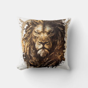 Cojín Decorativo Retrato de leones pintura animal vida silvestre al
