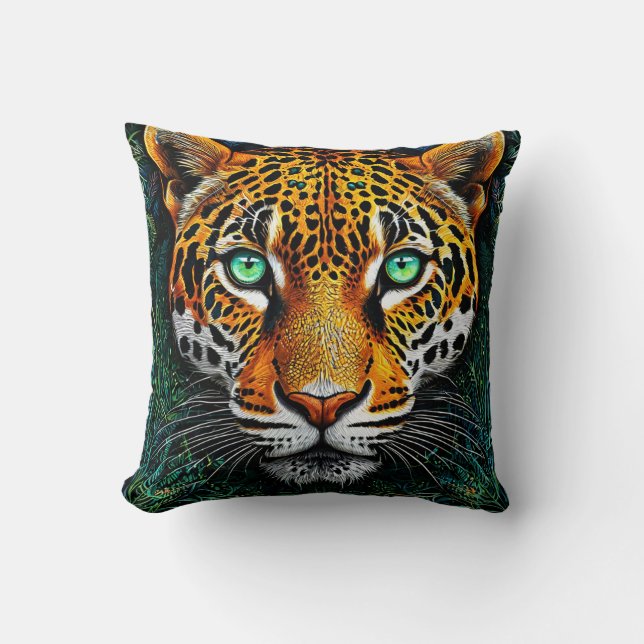 Cojín Decorativo retrato de leopardo (Anverso)