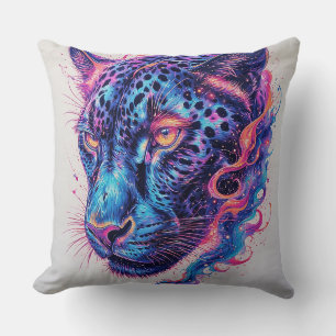 Cojín Decorativo Retrato de Leopardo Cósmico con Efecto Místico