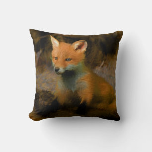 Cojín Decorativo Retrato de Little Baby Fox Cub