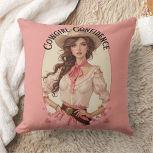 Cojín Decorativo Retrato de moda occidental de Coquette Cowgirl