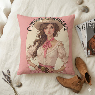 Cojín Decorativo Retrato de moda western de vaquera coqueta
