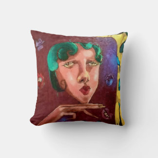 Cojín Decorativo Retrato de mujer abstracta y colorida