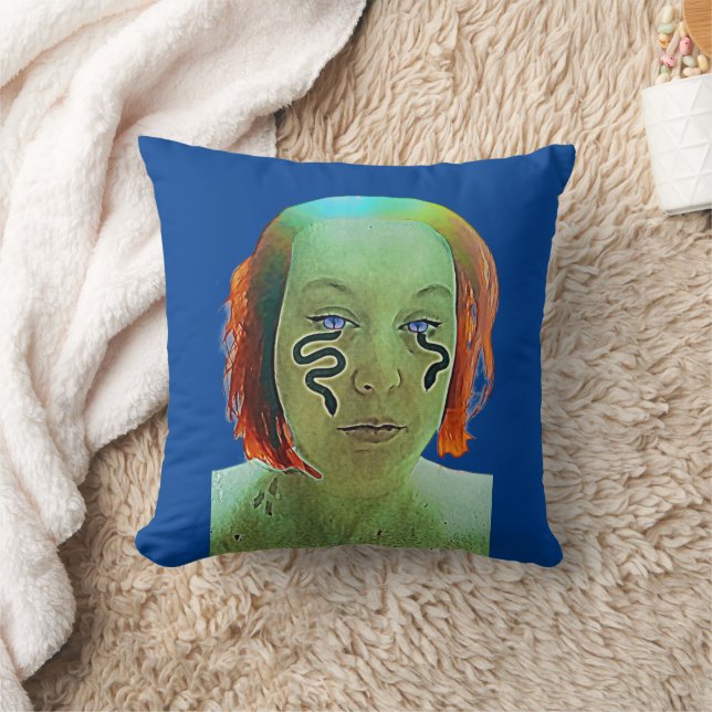 Cojín Decorativo Retrato de mujer serpiente (Manta)