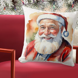 Cojín Decorativo Retrato de Papá Noel Cara de Santa Claus Personali