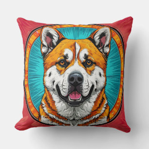 Cojín Decorativo Retrato de perro con fondo inspirado en mosaico