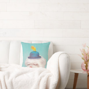 Cojín Decorativo Retrato de perro de payaso meditativo