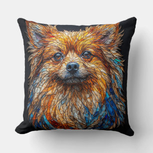 Cojín Decorativo Retrato de perro en mosaico colorido