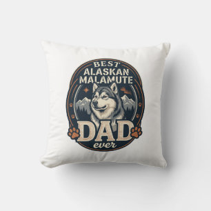 Cojín Decorativo Retrato de perro padre Alaskan Malamute Insignia d
