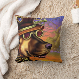 Cojín Decorativo Retrato de perro Steampunk