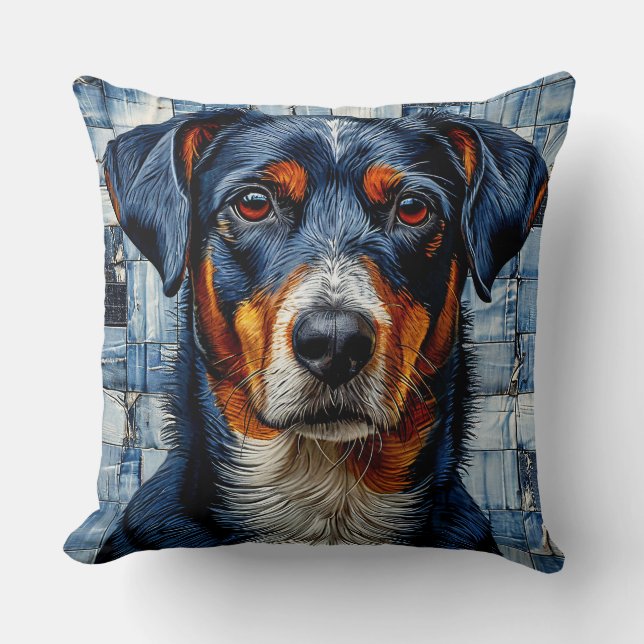 Cojín Decorativo Retrato de perro vibrante (Anverso)