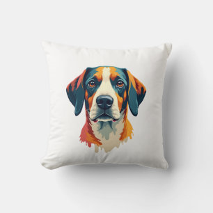 Cojín Decorativo Retrato de perro vintage colorido al estilo del ar
