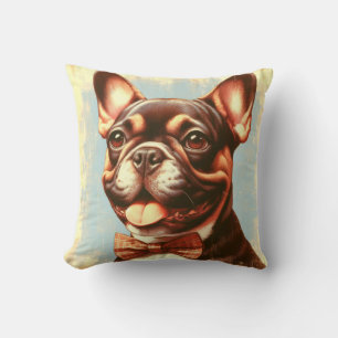 Cojín Decorativo Retrato de pintura de Bulldog francés vintage